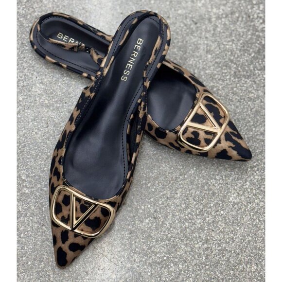 BERNESS / Ruthos / Leopard Print /  Slingback / Flats With Gold Buckle Detailing - Picture 6 of 8